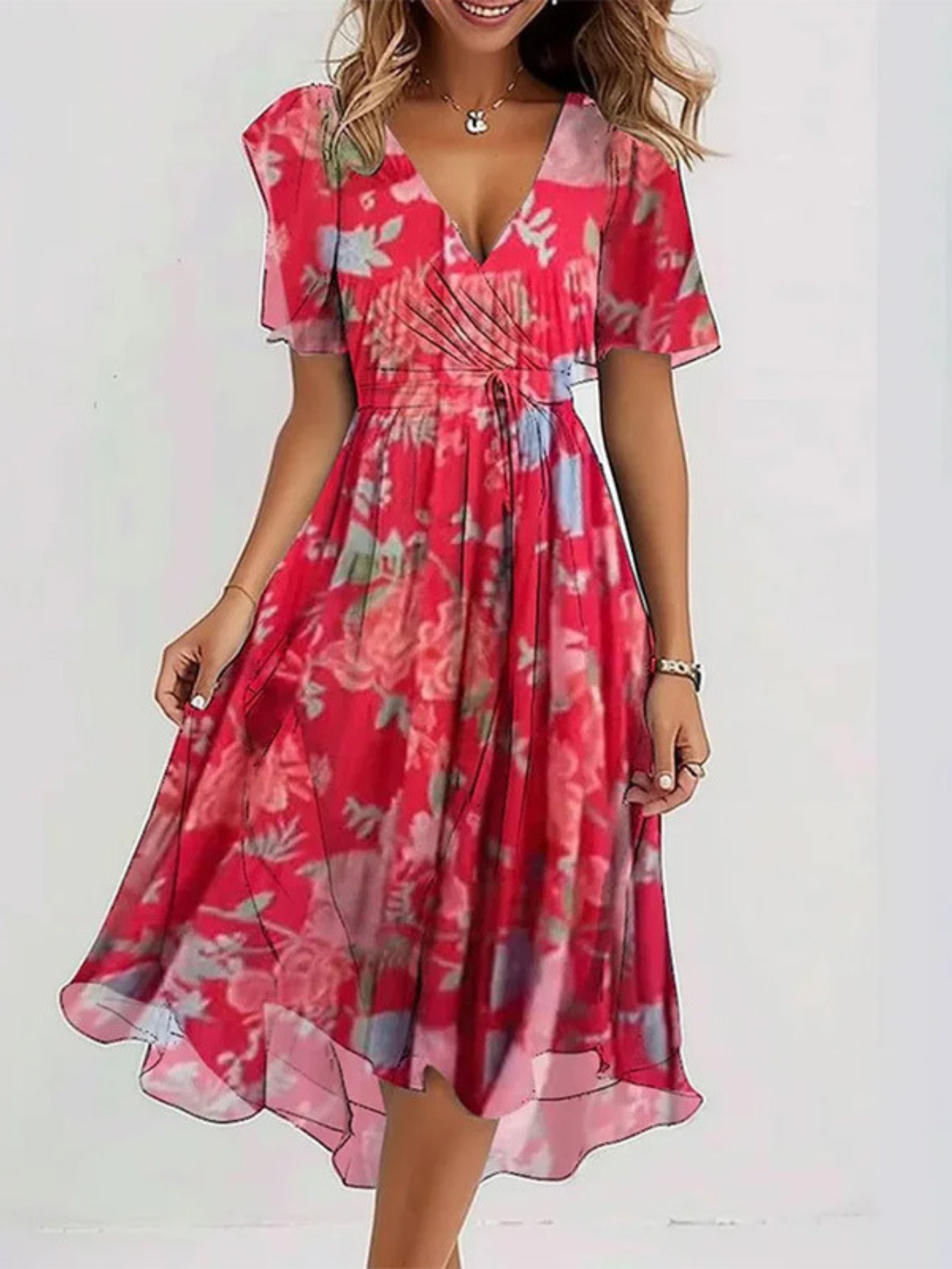 Eliska™ - Elegant och Boho-Chic Knälång Sommarklänning