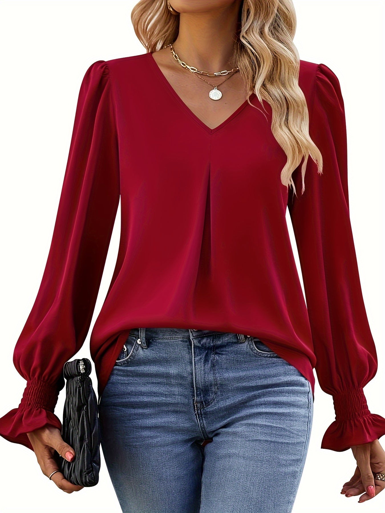 Josefin™ - Premium Enfärgad Höstblus, Elegant & Bekväm