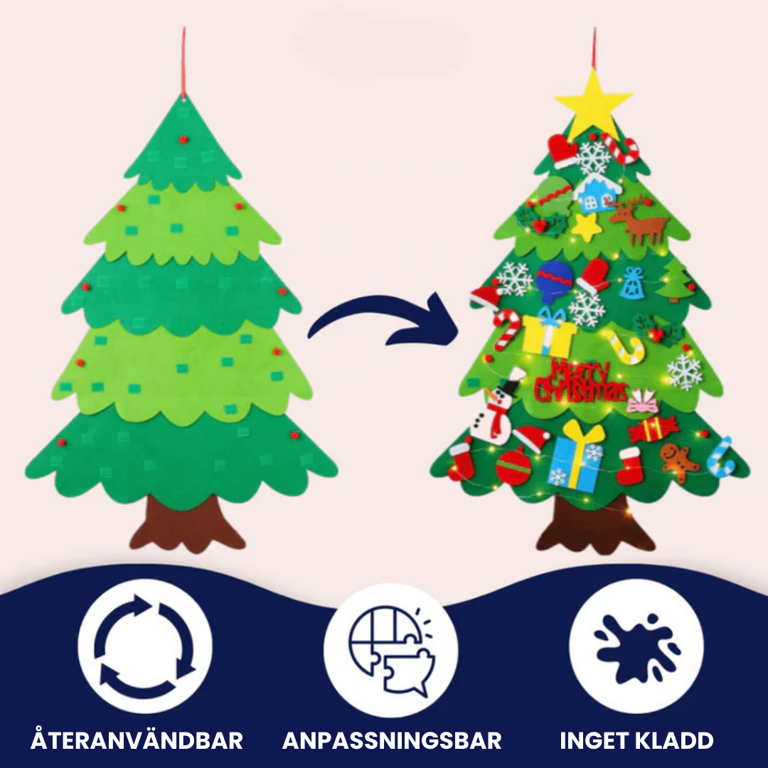 DecoTree™ - DIY Filttomtegran Med LED-ljusslinga