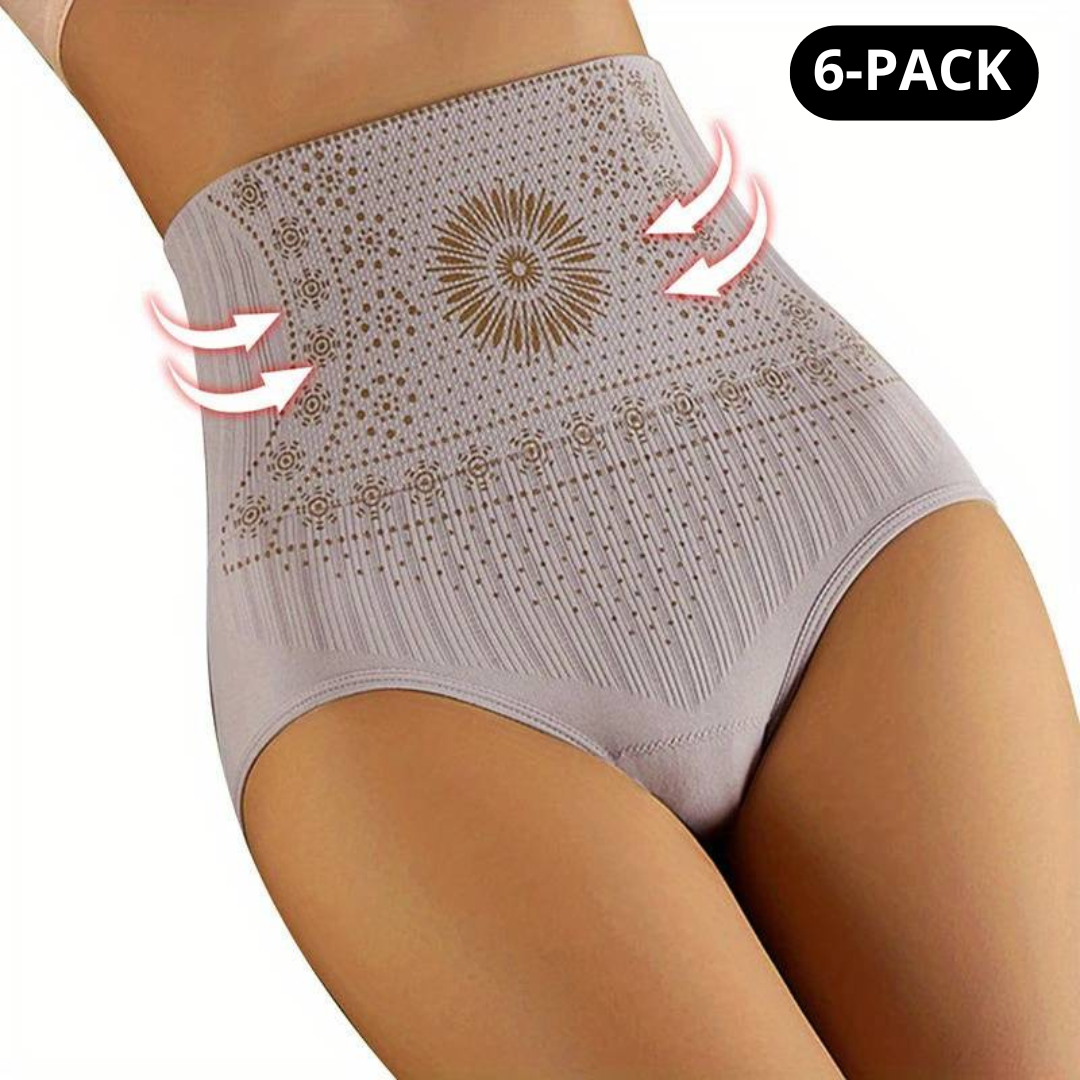 SlimFit™ - 6-pack Andningsbara & Bekväma Höga Trosor med Magstöd