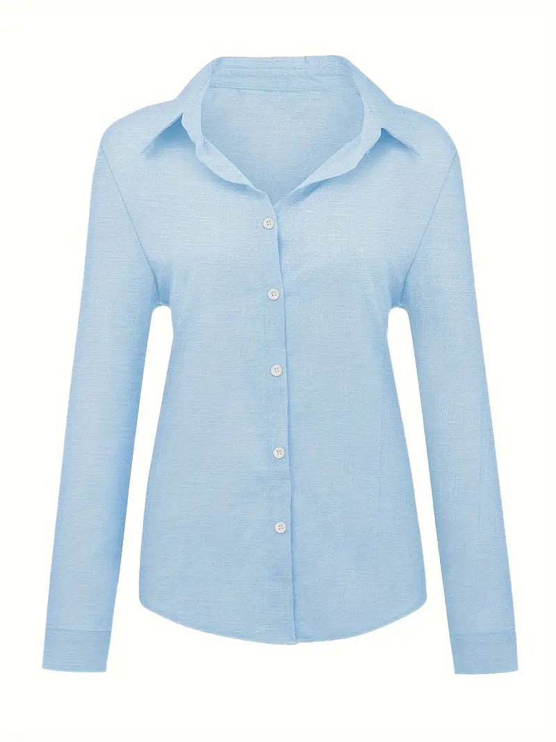 Tatiana™ – Tidlös Linneblus med Knappar för Vår & Sommar