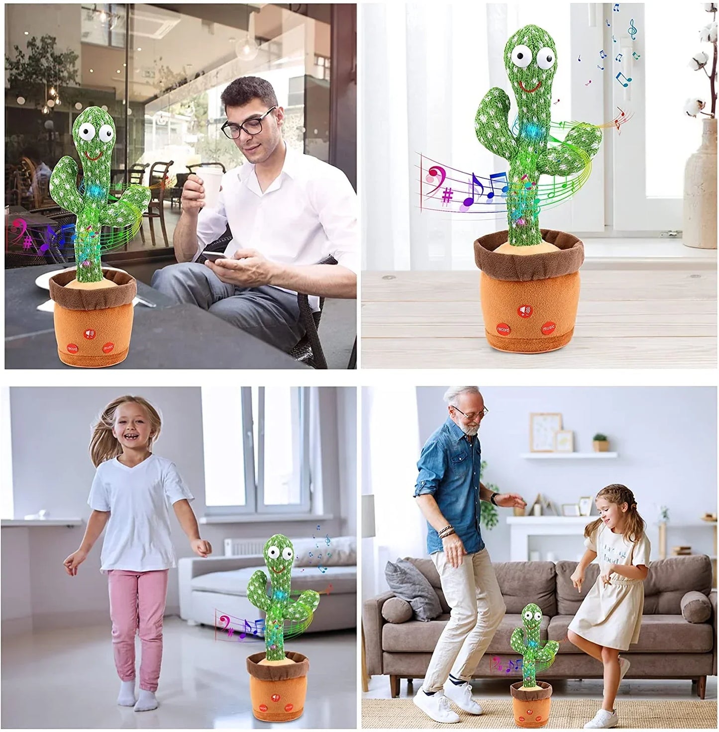 CactiTalk™ - Kaktus Interaktiv Leksak - Upprepar Ord Och Sjunger Med