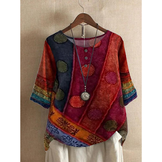 Jessica™ – Ledig och Färgglad Boho-Blus