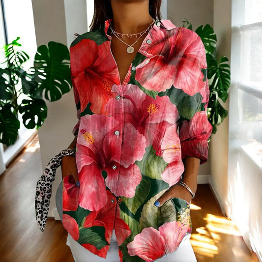 Gisela™ - Vintage Blommig Somrig Vardagsblus