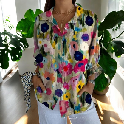 Gisela™ - Vintage Blommig Somrig Vardagsblus