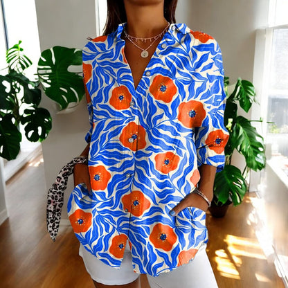Gisela™ - Vintage Blommig Somrig Vardagsblus