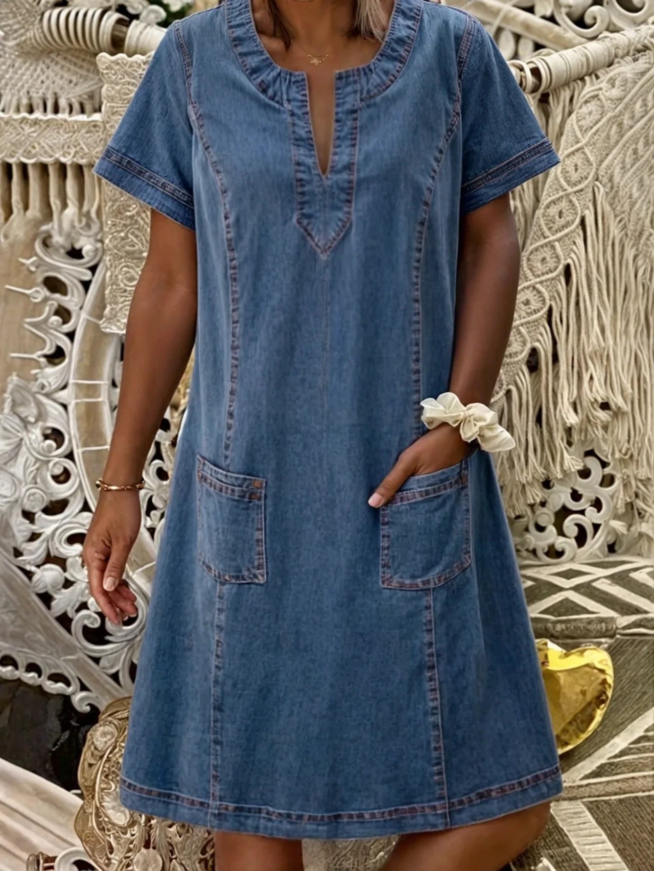 Estelle™ - Mjuk Sommarklänning i Denim